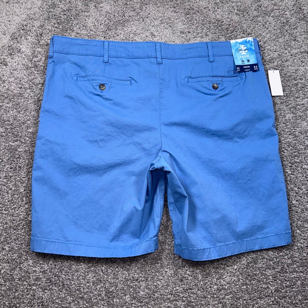 IZOD Saltwater Dockside Mens Classic Fit Stretch Shorts Riviera Blue 42 NEW - Picture 4 of 8